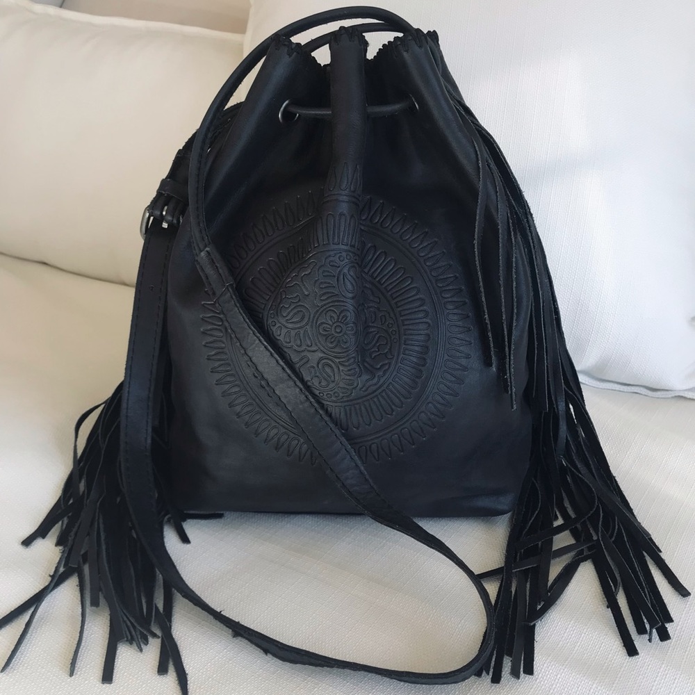 Patricia Nash Black Fringe Crossbody Bag